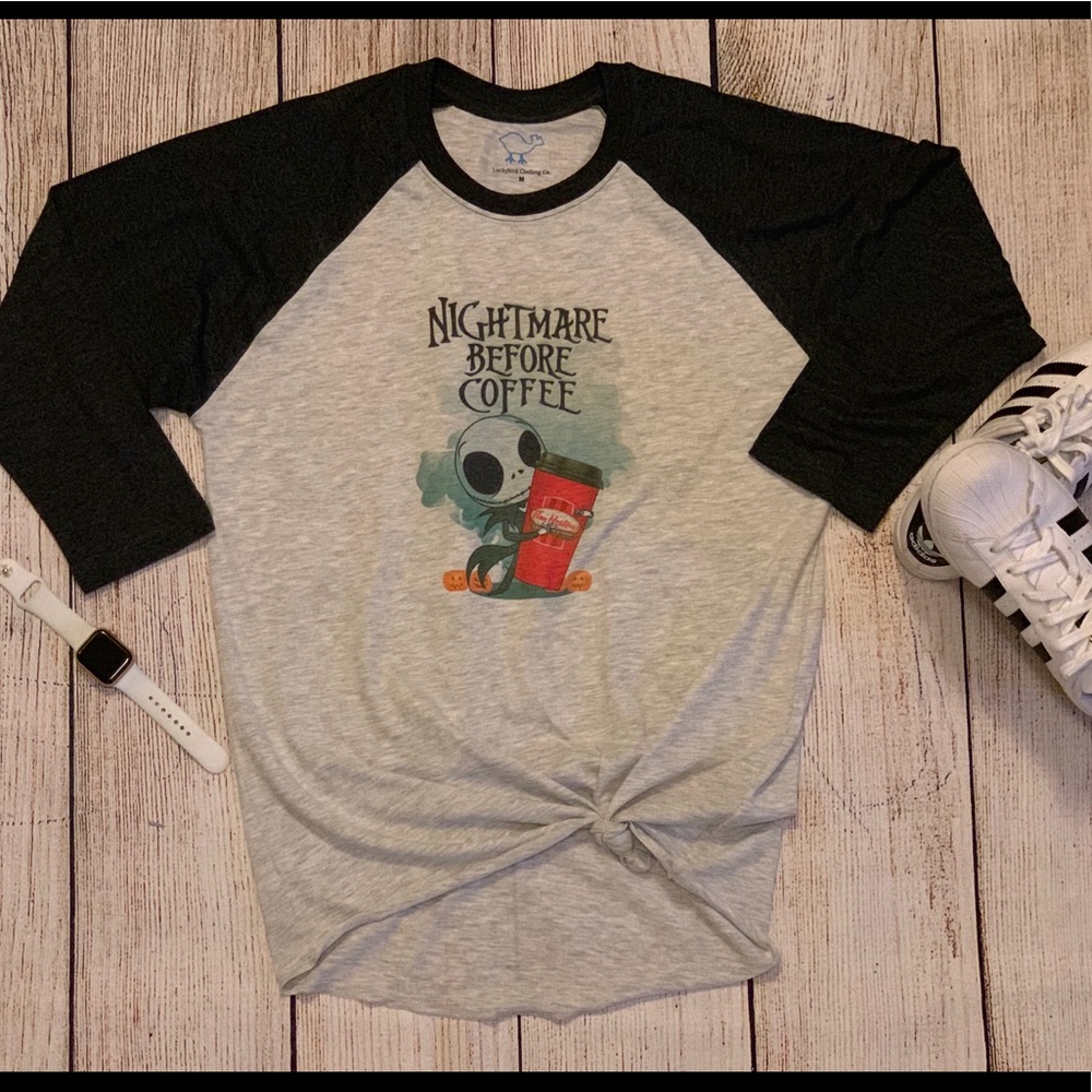 Nightmare before coffee Tim hortons raglan shirt